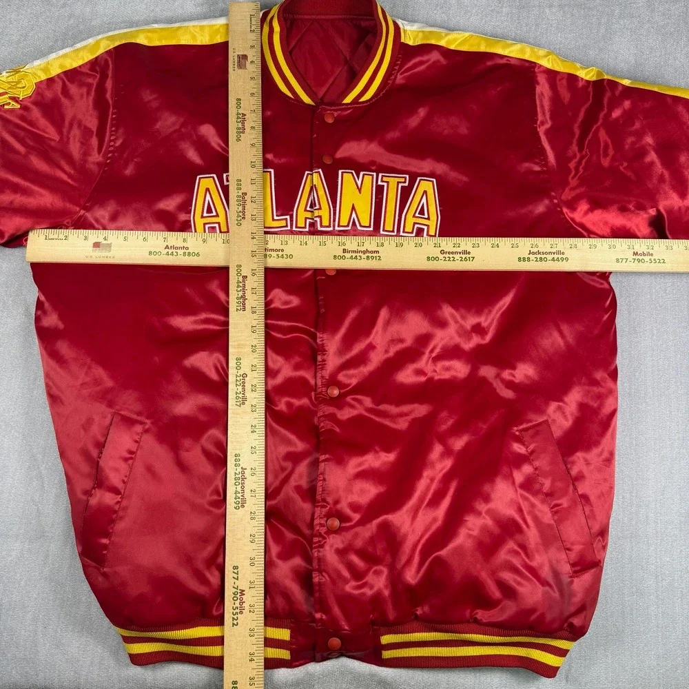 Dogma Atlanta Satin Varsity Bomber Jacket Mens 3XL Red Nylon Snap Front Coat